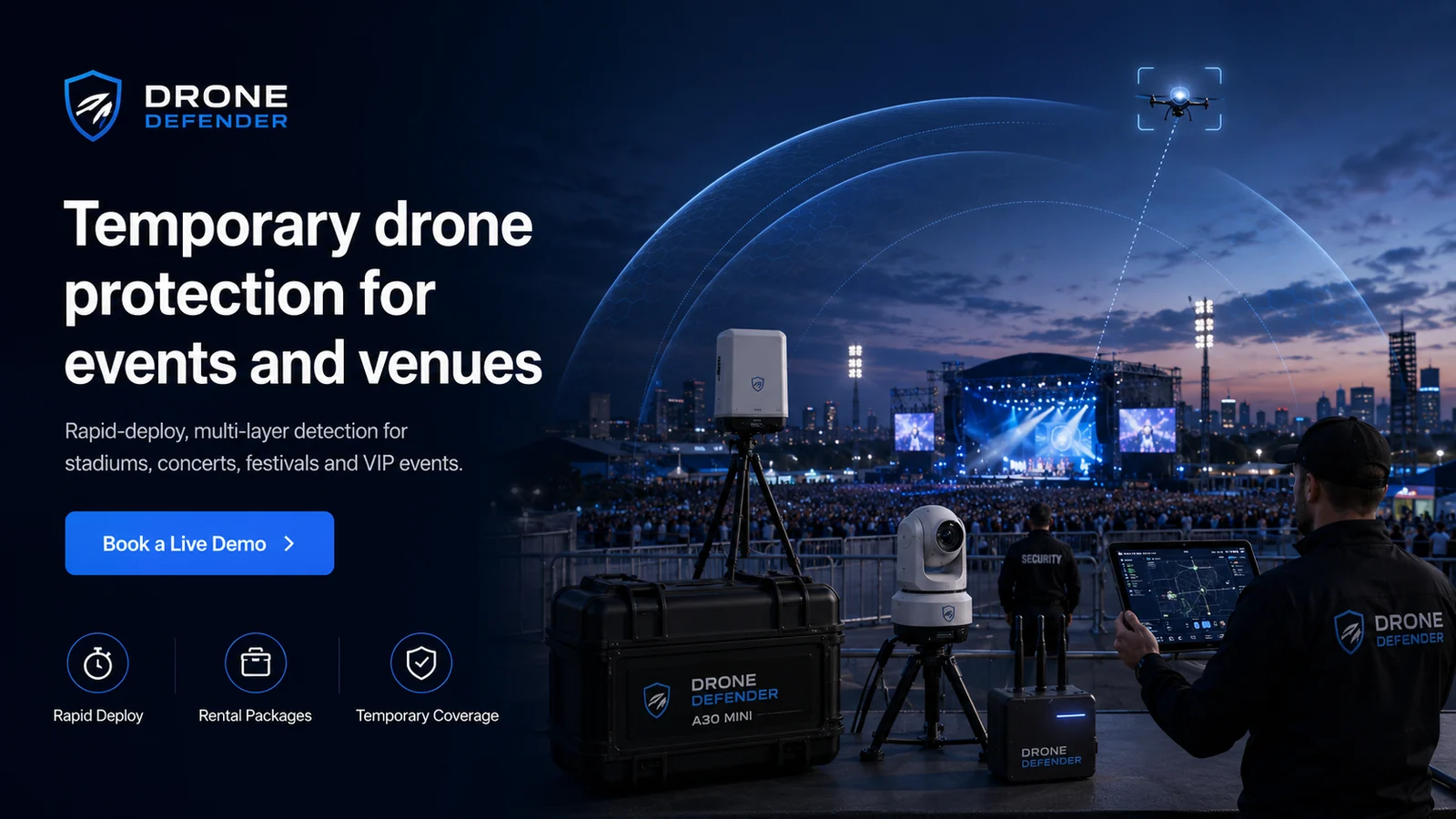 DroneDefender temporary drone protection for events and venues