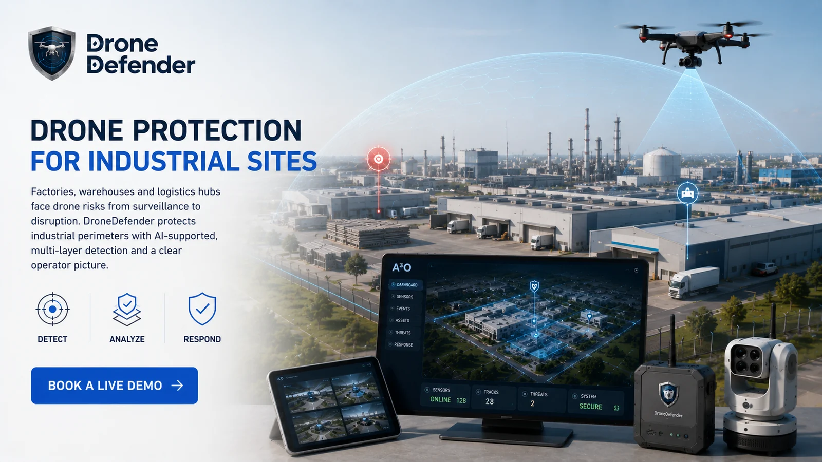 DroneDefender drone protection for industrial sites