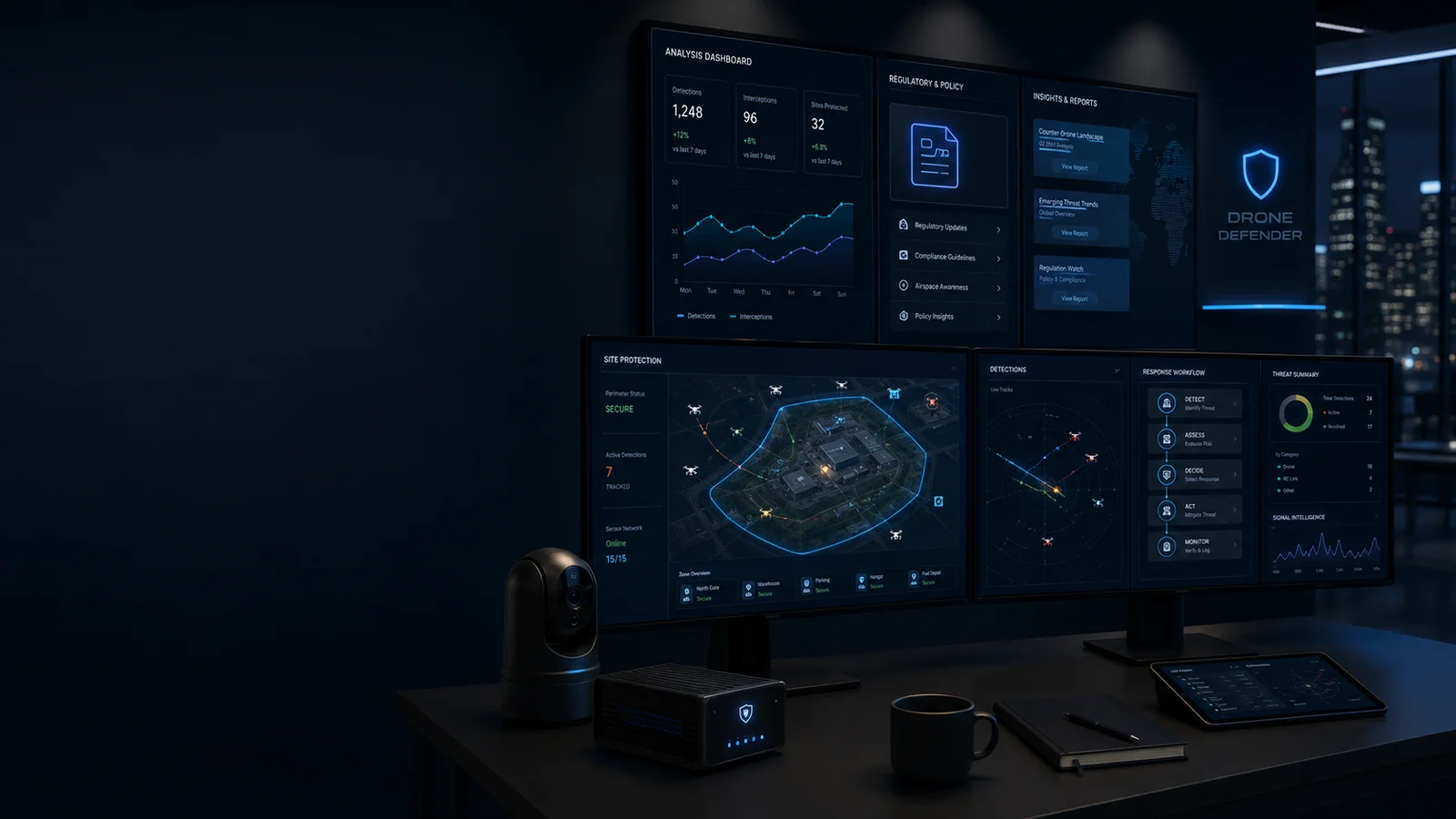 DroneDefender counter-UAS analysis and insights console