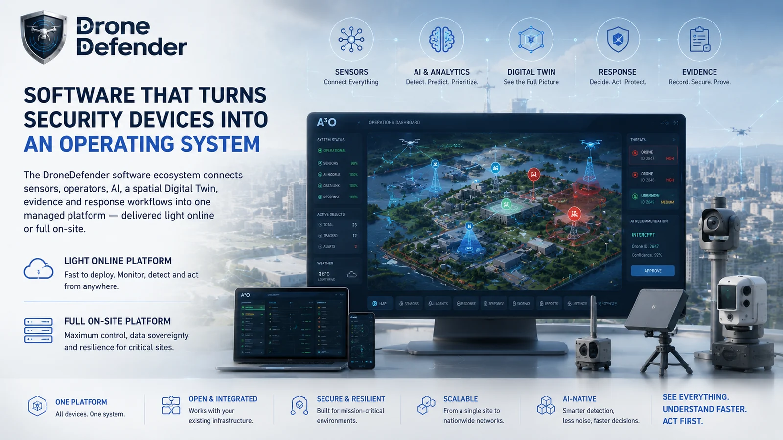DroneDefender counter-UAS software operating system